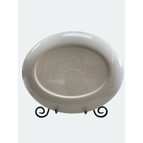 Large Silver Trimmed Oval Serving Platter Plate 13.5" x 11" - Picture 5 of 5